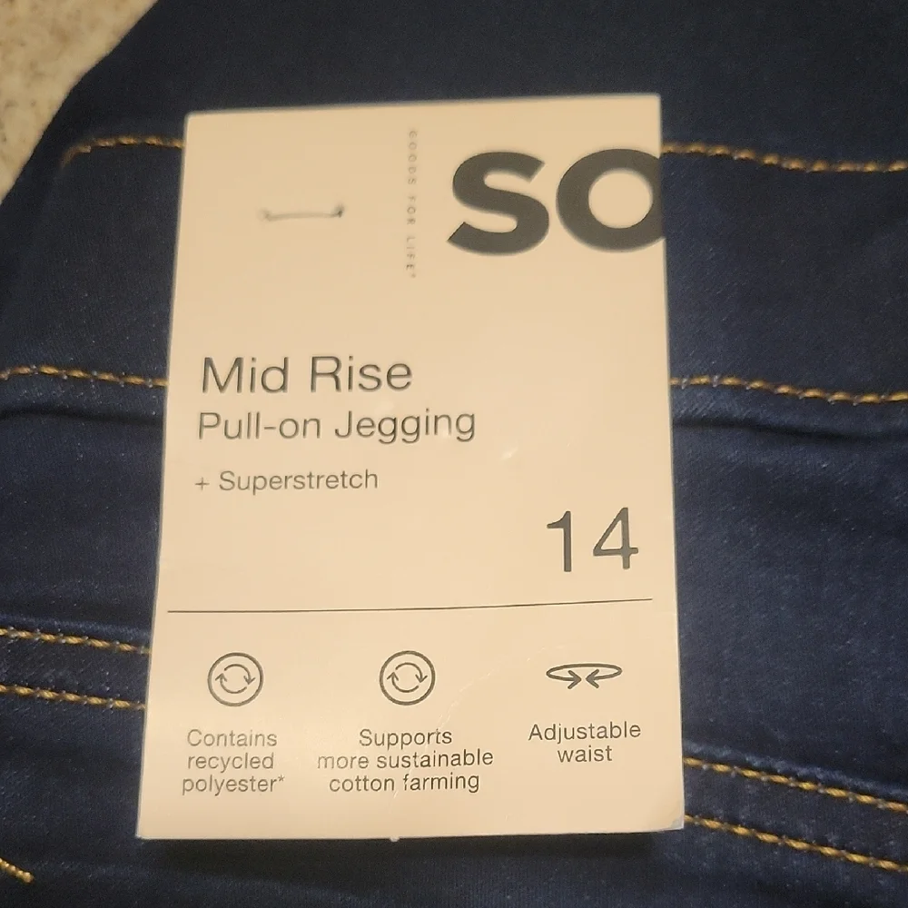 SO Dark Blue Mid Rise Pull-on Jeggings SIZE 14
